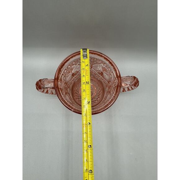 Imperial Glass Sugar Bowl Bright Deep Pink Open Pattern #0671 Button Vintage - Picture 8 of 8